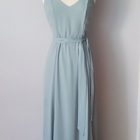 $198 Show me your MuMu Jenn Maxi Dress, Silver Sage Blue, Prom Bridal Size SMALL - Picture 4 of 9